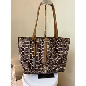 Women's Vince Camuto Tote Bag One Size Brown Beige Snake Print